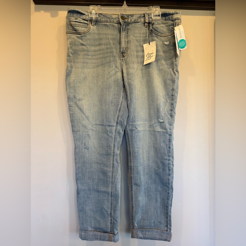 Cosmic blue love Adrianne boyfriend distressed jeans